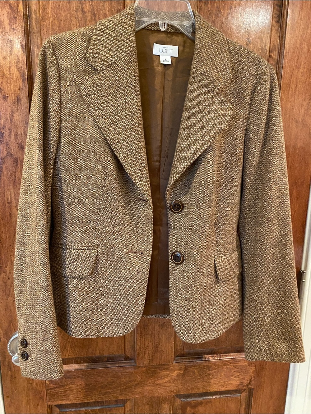 Ann Taylor LOFT Brown Tweed Notch Lapel Blazer